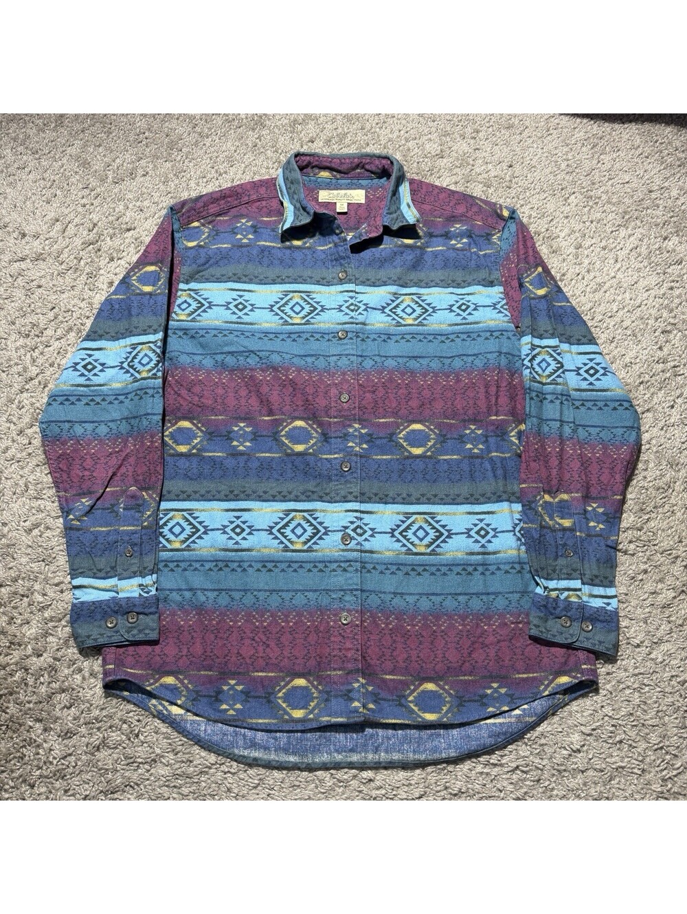 Vintage Cabela's Flannel Shirt Aztec Southwestern Button Up Blouse Womens Medium